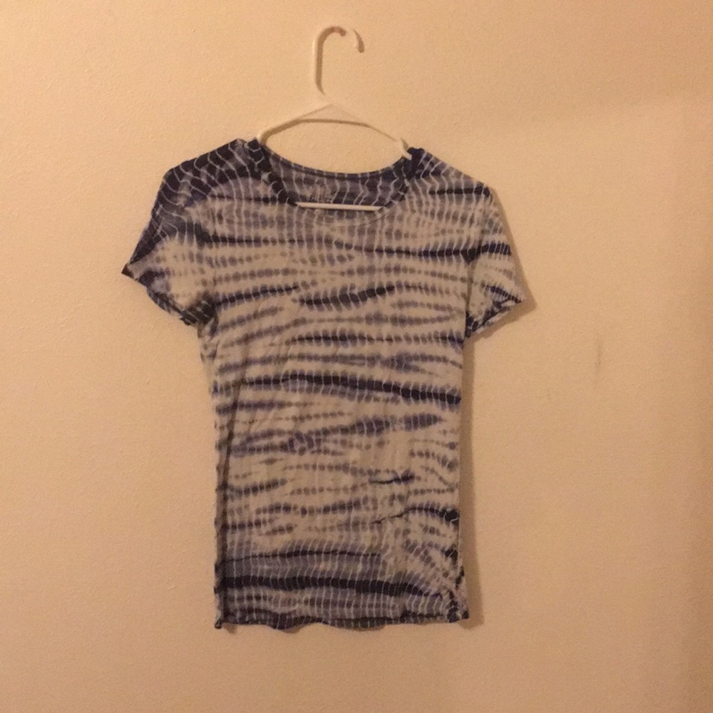 Blue and white tie-dyed shirt